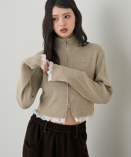RAY CASSIN(レイカズン)の「【セットアップ対応】スタンドジップニット / カーディガン(ニット/セーター・レディース・アイボリー/グレー/ブラック・FREE)」の22枚目の写真