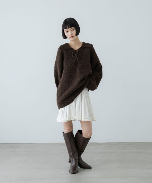 LOWRYS FARM(ローリーズファーム)の「レースアップミニワンピース/2P 1094312(ワンピース・レディース・ブラウン/グリーン/アイボリー・FREE)」の14枚目の写真