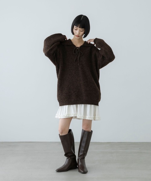LOWRYS FARM(ローリーズファーム)の「レースアップミニワンピース/2P 1094312(ワンピース・レディース・ブラウン/グリーン/アイボリー・FREE)」の12枚目の写真