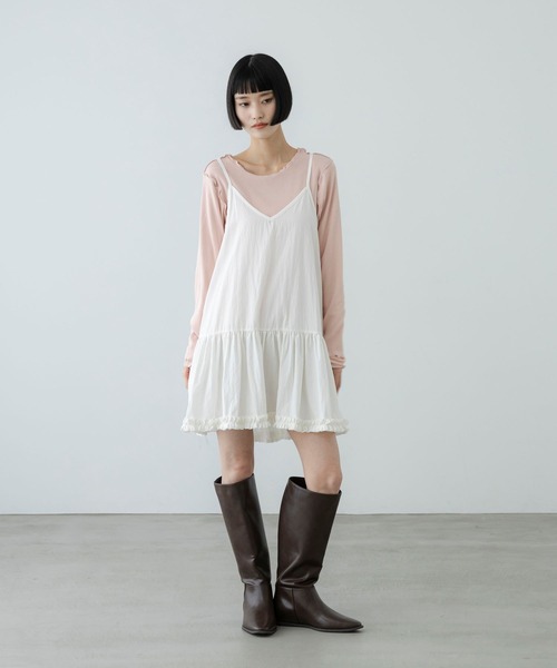 LOWRYS FARM(ローリーズファーム)の「レースアップミニワンピース/2P 1094312(ワンピース・レディース・ブラウン/グリーン/アイボリー・FREE)」の4枚目の写真