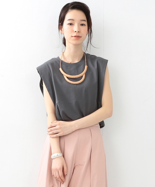 Ray BEAMS（レイビームス）の「Ray BEAMS / ショルダータック ノースリーブ T（Tシャツ/カットソー・レディース・オフホワイト/チャコールグレー/ミント・ONE SIZE）」の3枚目の写真