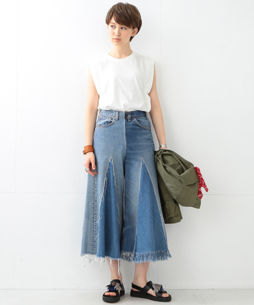 Ray BEAMS（レイビームス）の「Ray BEAMS / ショルダータック ノースリーブ T（Tシャツ/カットソー・レディース・オフホワイト/チャコールグレー/ミント・ONE SIZE）」の4枚目の写真