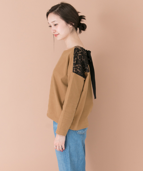 URBAN RESEARCH(アーバンリサーチ)の「UR BACKリボンレースプルオーバー(Tシャツ/カットソー・レディース・ホワイト×ブラック/ネイビー/キャメル・FREE)」の13枚目の写真