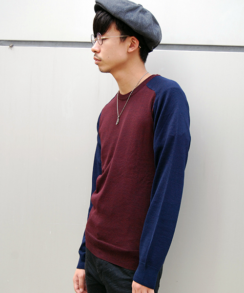 CUSTOM CULTURE（カスタムカルチャー）の「【CUSTOM CULTURE】　Italy made クルーネックセーター　ハイゲージ（ニット/セーター・メンズ・ブラック/グレー系その他/レッド系その他/ブルー系その他・2/3）」の4枚目の写真