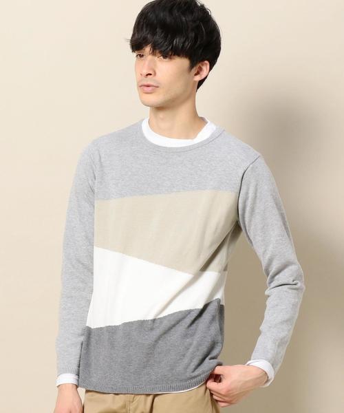 BEAUTY&YOUTH UNITED ARROWS(ビューティーアンドユースユナイテッドアローズ)の「BY カラーブロック レイヤード ニット ◆(ニット/セーター・メンズ・ライム/ネイビー/グレー・MEDIUM/SMALL/LARGE/X-LARGE)」の2枚目の写真