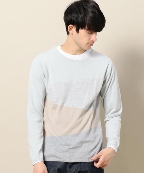 BEAUTY&YOUTH UNITED ARROWS(ビューティーアンドユースユナイテッドアローズ)の「BY カラーブロック レイヤード ニット ◆(ニット/セーター・メンズ・ライム/ネイビー/グレー・MEDIUM/SMALL/LARGE/X-LARGE)」の3枚目の写真