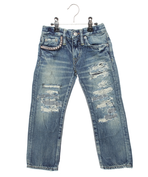 JOEY HYSTERIC(ジョーイヒステリック)の「RSR加工デニムストレートPT(デニムパンツ・キッズ・インディゴブルー・SMALL/MEDIUM)」の1枚目の写真