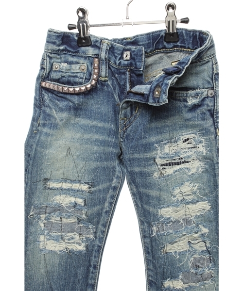 JOEY HYSTERIC(ジョーイヒステリック)の「RSR加工デニムストレートPT(デニムパンツ・キッズ・インディゴブルー・SMALL/MEDIUM)」の3枚目の写真