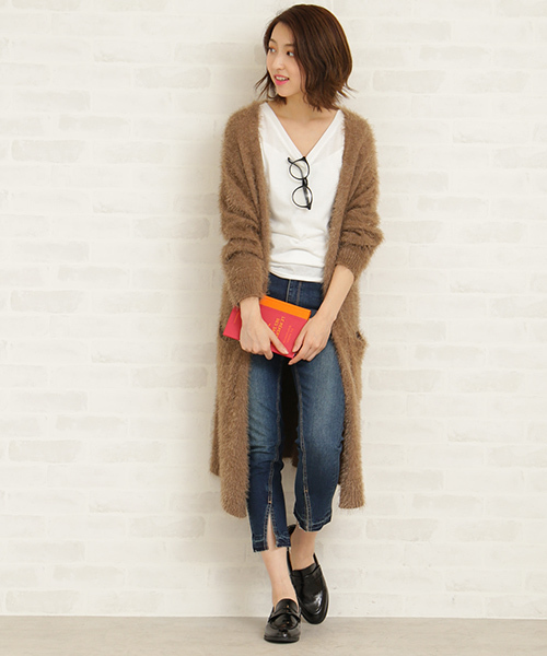 N.（N. Natural Beauty Basic）（エヌエヌナチュラルビューティーベーシック）の「◆フェザーヤーンロングカーディガン（カーディガン/ボレロ・レディース・ピンク/ベージュ/グレー・MEDIUM）」の7枚目の写真