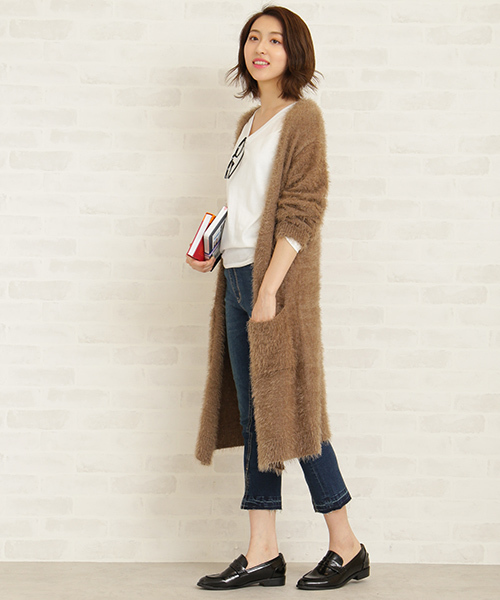 N.（N. Natural Beauty Basic）（エヌエヌナチュラルビューティーベーシック）の「◆フェザーヤーンロングカーディガン（カーディガン/ボレロ・レディース・ピンク/ベージュ/グレー・MEDIUM）」の8枚目の写真