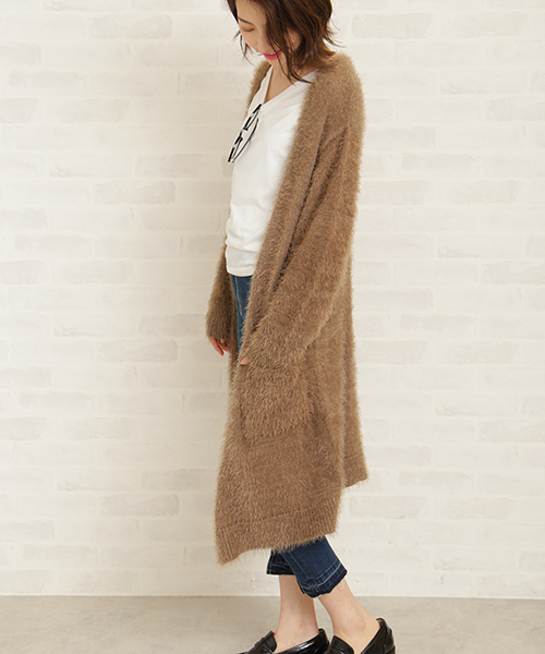 N.（N. Natural Beauty Basic）（エヌエヌナチュラルビューティーベーシック）の「◆フェザーヤーンロングカーディガン（カーディガン/ボレロ・レディース・ピンク/ベージュ/グレー・MEDIUM）」の9枚目の写真