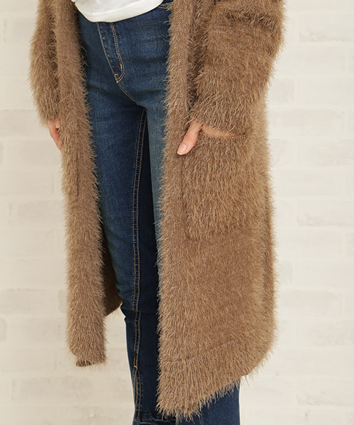 N.（N. Natural Beauty Basic）（エヌエヌナチュラルビューティーベーシック）の「◆フェザーヤーンロングカーディガン（カーディガン/ボレロ・レディース・ピンク/ベージュ/グレー・MEDIUM）」の11枚目の写真