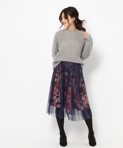 laboratory work（ラボラトリーワーク）の「チュール重ねプリントスカート（スカート・レディース・ブラック/ベージュ/ネイビー・MEDIUM）」の17枚目の写真