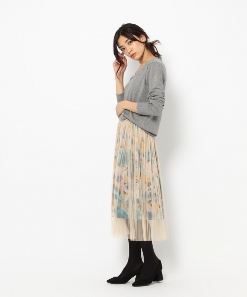 laboratory work（ラボラトリーワーク）の「チュール重ねプリントスカート（スカート・レディース・ブラック/ベージュ/ネイビー・MEDIUM）」の16枚目の写真