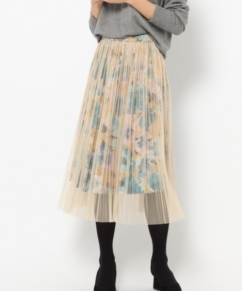 laboratory work（ラボラトリーワーク）の「チュール重ねプリントスカート（スカート・レディース・ブラック/ベージュ/ネイビー・MEDIUM）」の15枚目の写真