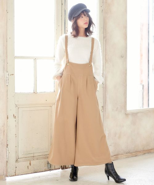 KOBE LETTUCE（コウベレタス）の「あったかフェイクウール×ゆるシルエが大人可愛い！フェイクウールサロペットオールインワン/レディース[E1760]神戸レタス（つなぎ/オールインワン・レディース・ベージュ/ライトグレー/ブラック/ブラック系その他・FREE）」の4枚目の写真