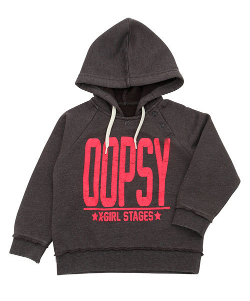 X-girl Stages（エックスガールステージス）の「“VINTAGE LIKE” SWEAT HOODIE (12M～3T)（パーカー・キッズ・チャコールグレー/レッド/ネイビー・12M/2T/3T）」の2枚目の写真