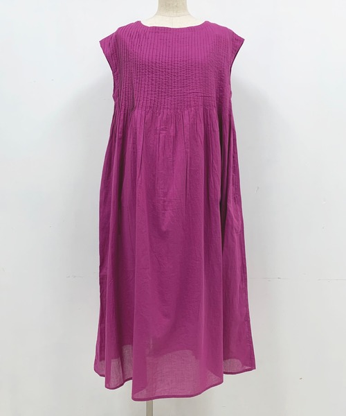 PICCIN（ピッチン）の「ピンタックコットンワンピース（ワンピース・レディース・オフホワイト/ブルー/グリーン/ブラック/パープル/マスタード/ベージュ/ピンク・MEDIUM）」の12枚目の写真