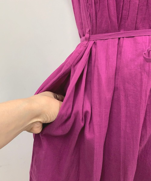 PICCIN（ピッチン）の「ピンタックコットンワンピース（ワンピース・レディース・オフホワイト/ブルー/グリーン/ブラック/パープル/マスタード/ベージュ/ピンク・MEDIUM）」の18枚目の写真