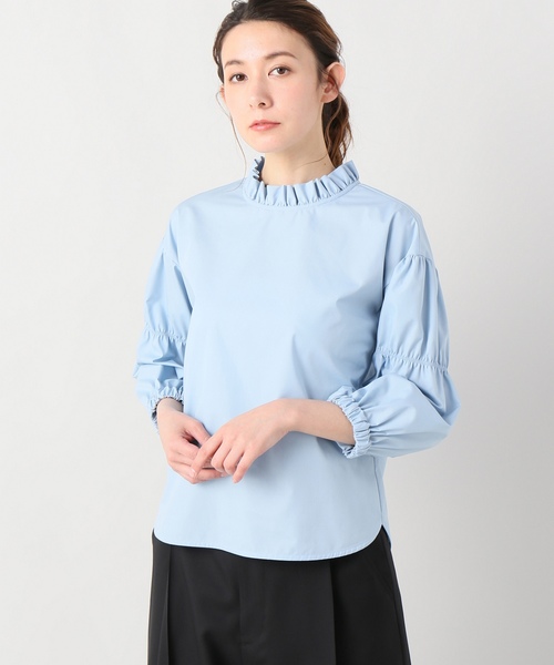 JOINT WORKS（ジョイントワークス）の「ハイネックソデギャザーブラウス（シャツ/ブラウス・レディース・ホワイト/サックスブルー/オレンジ・FREE）」の2枚目の写真