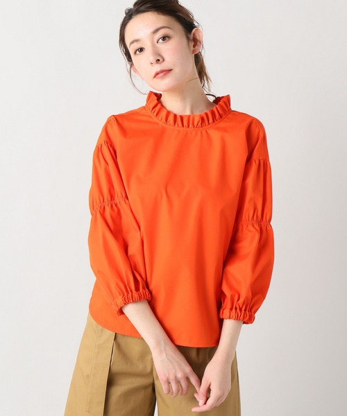 JOINT WORKS（ジョイントワークス）の「ハイネックソデギャザーブラウス（シャツ/ブラウス・レディース・ホワイト/サックスブルー/オレンジ・FREE）」の3枚目の写真