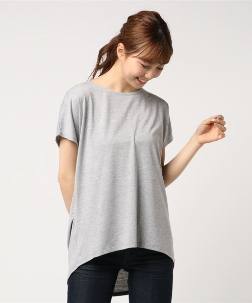 AMERICAN HOLIC（アメリカンホリック）の「・バックVネックチュニック（Tシャツ/カットソー・レディース・オフホワイト/サックスブルー/ネイビー/グレー系その他・FREE）」の3枚目の写真