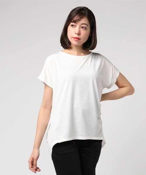 AMERICAN HOLIC（アメリカンホリック）の「・バックVネックチュニック（Tシャツ/カットソー・レディース・オフホワイト/サックスブルー/ネイビー/グレー系その他・FREE）」の2枚目の写真