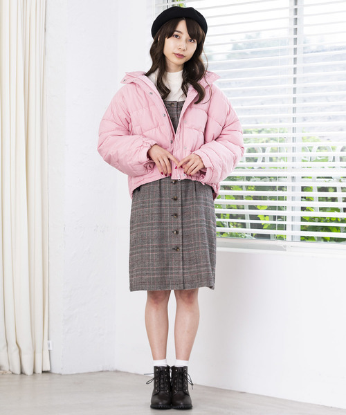 WEGO（ウィゴー）の「WEGO/2WAYカラーフード中綿ブルゾン（ダウンジャケット/コート・レディース・ブラック/レッド/イエロー/ライトピンク・FREE）」の16枚目の写真