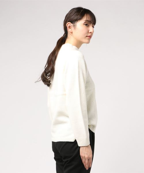 Petit Honfleur（プチオンフルール）の「ミックス編みニットプルオーバー（ニット/セーター・レディース・パープル/グレー/アイボリー・M size/L size）」の11枚目の写真