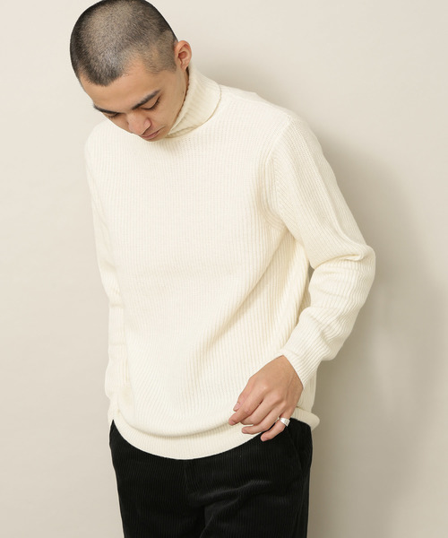 ADAM ET ROPE'（アダムエロペ）の「LANEROSSI 畦タートルネックニットプルオーバー（ニット/セーター・メンズ・ネイビー/サックスブルー/オレンジ/グリーン/ホワイト系その他2・M/L）」の2枚目の写真