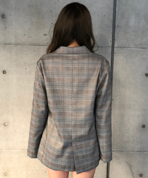 ENVYM（アンビー）の「ＣＨＥＣＫテーラードＪＫ（テーラードジャケット・レディース・ブラック/ブラウン・FREE）」の5枚目の写真