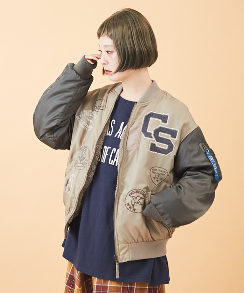 CUBE SUGAR(キューブシュガー)の「ナイロンツイル×ボア 刺繍入り リバーシブル MA-1(MA-1)」|マルチ