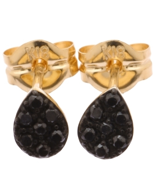 COCOSHNIK(ココシュニック)の「(K18)ブラックダイヤモンド ペアシェイプ スタッドピアス(ピアス(両耳用)・レディース・ゴールド系その他・00)」の3枚目の写真