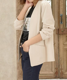 KOBE LETTUCE | ジョーゼットノーカラーストレッチジャケット(ノーカラージャケット)