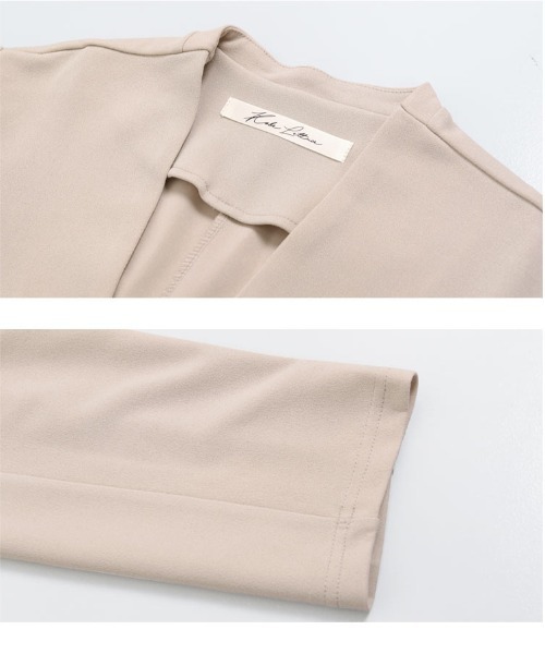 KOBE LETTUCE（コウベレタス）の「ジョーゼットノーカラーストレッチジャケット（ノーカラージャケット・レディース・グレイッシュベージュ/ブラウン/ブラック/モカ/ボルドー/ブラウン系その他/ベージュ/ブルー/ベージュ系・M/L）」の17枚目の写真