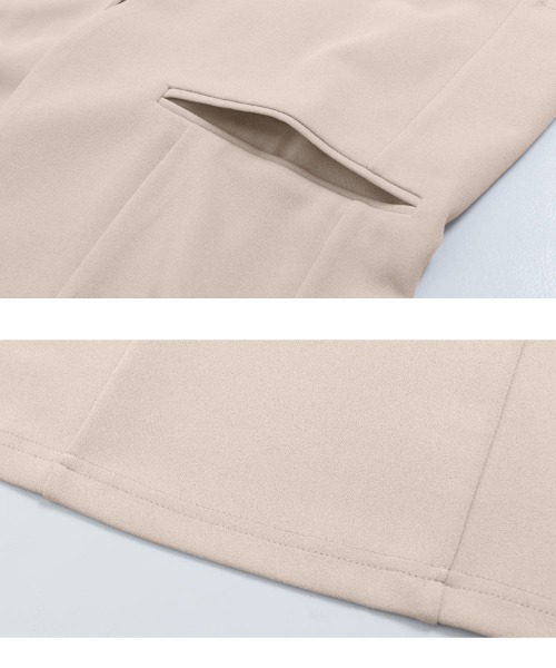 KOBE LETTUCE（コウベレタス）の「ジョーゼットノーカラーストレッチジャケット（ノーカラージャケット・レディース・グレイッシュベージュ/ブラウン/ブラック/モカ/ボルドー/ブラウン系その他/ベージュ/ブルー/ベージュ系・M/L）」の18枚目の写真