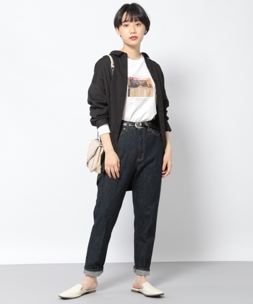 PAGEBOY（ページボーイ）の「ピーチツイルBIGシャツ（シャツ/ブラウス・レディース・ブラック/オフホワイト/ブルー系その他/グレイッシュベージュ・FREE）」の9枚目の写真