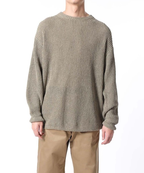 ADAM ET ROPE'（アダムエロペ）の「【山形ニット】和紙リネン片畔CNPO（ニット/セーター・メンズ・スミクロ/キナリ/ライトグリーン・L/M）」の14枚目の写真
