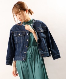ノーカラーデニムジャケット Gジャン