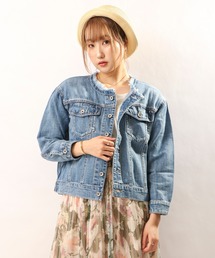 ノーカラーデニムジャケット Gジャン