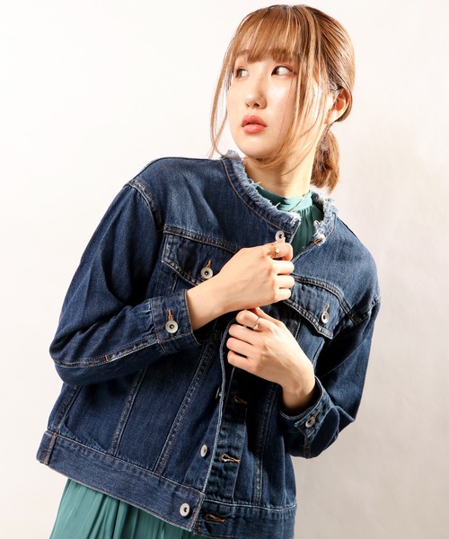 ANAYI アナイ ノーカラーデニムジャケット 38 Gジャン ストレッチデニムペプラムジャケット （Gジャン・デニム