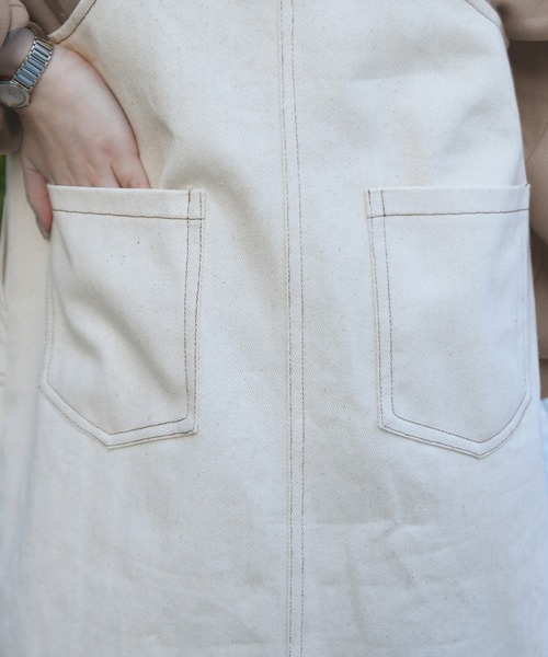 PairPair(ペアペア)の「ワッペン付きジャンパースカート(ジャンパースカート・レディース・ライトグリーン/アイボリー/モカ・FREE)」の10枚目の写真