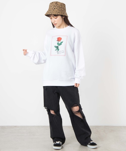 WEGO（ウィゴー）の「WEGO/フラワープリントビッグシルエットプルオーバー（スウェット・メンズ・ホワイト/ベージュ・MEDIUM/LARGE/SMALL）」の10枚目の写真