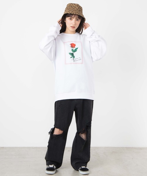 WEGO（ウィゴー）の「WEGO/フラワープリントビッグシルエットプルオーバー（スウェット・メンズ・ホワイト/ベージュ・MEDIUM/LARGE/SMALL）」の11枚目の写真