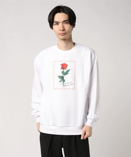 WEGO（ウィゴー）の「WEGO/フラワープリントビッグシルエットプルオーバー（スウェット・メンズ・ホワイト/ベージュ・MEDIUM/LARGE/SMALL）」の6枚目の写真