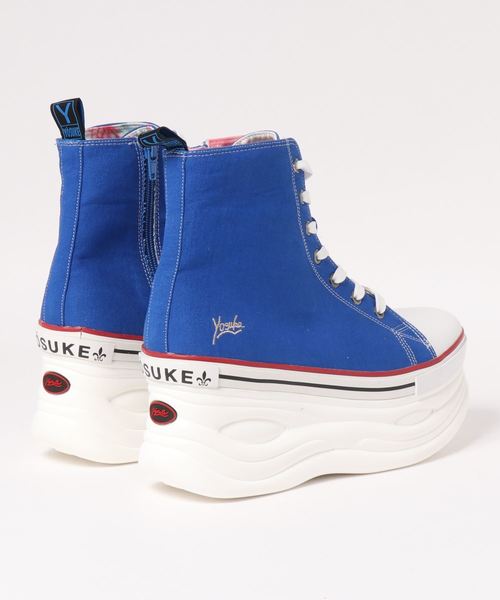 YOSUKE(ヨースケ)の「「YOSUKE/ヨースケ」メンズ厚底レースアップハイカットスニーカー(スニーカー・メンズ・ブラック/オフホワイト/ブルー/ブラック×ホワイト/グリーン系その他/ブラック×パープル/ホワイト×ブラック・26/27)」の8枚目の写真