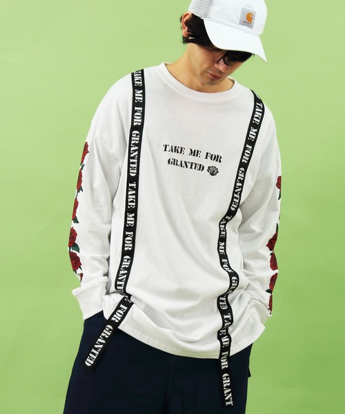 8(eight)(エイト)の「テープ ロングTシャツ 薔薇 ローズ(Tシャツ/カットソー・メンズ・ブラック/ホワイト・MEDIUM/LARGE)」の1枚目の写真