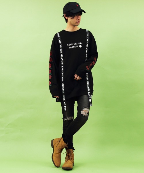 8(eight)(エイト)の「テープ ロングTシャツ 薔薇 ローズ(Tシャツ/カットソー・メンズ・ブラック/ホワイト・MEDIUM/LARGE)」の5枚目の写真