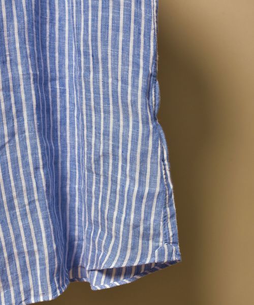 SHIPS（シップス）の「SD:【MONTI社製生地】 ウォッシュド リネン ストライプ シャツ（シャツ/ブラウス・メンズ・ブルー・SMALL/MEDIUM/LARGE/X-LARGE）」の4枚目の写真
