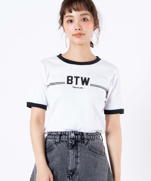 WEGO(ウィゴー)の「WEGO/ロゴリンガーTシャツ(Tシャツ/カットソー・レディース・ホワイト/ライム・FREE)」の2枚目の写真